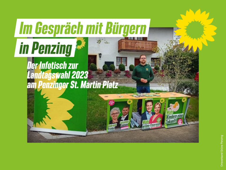 Grüner Infotisch in Penzing zur Landtagswahl 2023 in Bayern